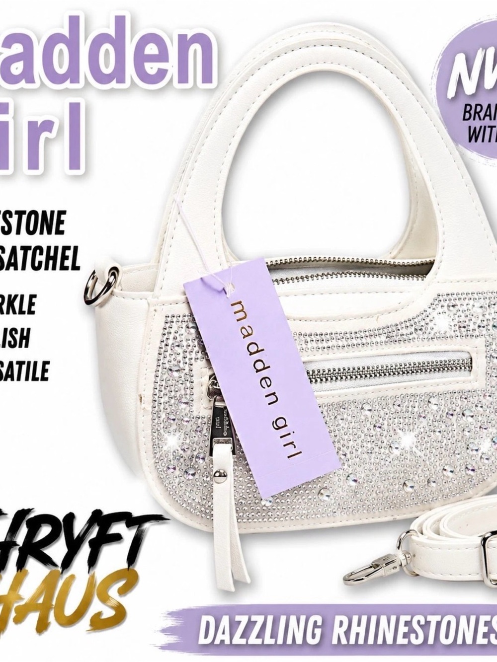 Madden Girl Rhinestone Embellished Baguette bag